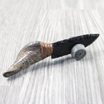 Goat Horn Handle Obsidian Blade Ornamental Knife #9351 Mountain Man Knife