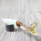 Large Rattlesnake Head Handle Opalite Blade Ornamental Knife #4351 Mountain Man Knife