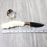 Deer Jaw Handle Obsidian Blade Ornamental Knife #1451 Mountain Man Knife