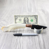 Deer Jaw Handle Obsidian Blade Ornamental Knife #1451 Mountain Man Knife