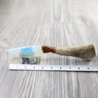 Moose Antler Handle Opalite Blade Ornamental Knife #1451 Mountain Man Knife