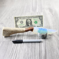 Moose Antler Handle Opalite Blade Ornamental Knife #1451 Mountain Man Knife