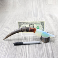 Impala Horn Handle Opalite Blade Ornamental Knife #2451 Mountain Man Knife