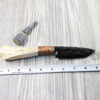 Elk Antler Handle Obsidian Blade Ornamental Knife #2751 Mountain Man Knife