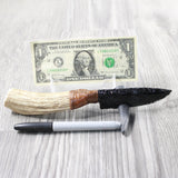 Elk Antler Handle Obsidian Blade Ornamental Knife #2751 Mountain Man Knife