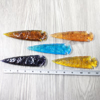 5 Glass Ornamental Spearheads  #4751  Arrowhead