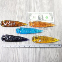 5 Glass Ornamental Spearheads  #4751  Arrowhead