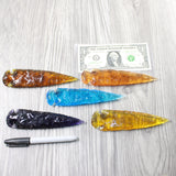 5 Glass Ornamental Spearheads  #4751  Arrowhead