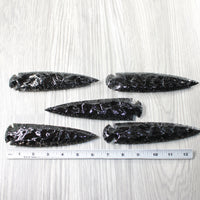 5 Obsidian Ornamental Spearheads  #7951  Arrowhead