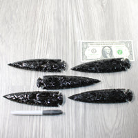 5 Obsidian Ornamental Spearheads  #7951  Arrowhead