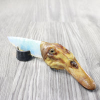 Duck Head Handle Opalite Blade Ornamental Knife #24651 Mountain Man Knife