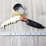 Coyote Jaw Handle Obsidian Blade Ornamental Knife #1151 Mountain Man Knife