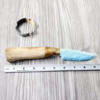 Hair-on Deer Bone Handle Opaque Glass Blade Ornamental Knife #43-251 Mountain Man Knife