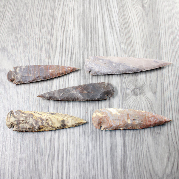 5 Stone Ornamental Spearheads  #6851  Arrowhead