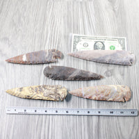 5 Stone Ornamental Spearheads  #6851  Arrowhead