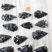 25 Large Obsidian Ornamental Arrowheads  #9951  Spearhead