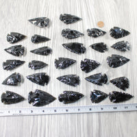 25 Large Obsidian Ornamental Arrowheads  #9951  Spearhead