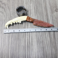 Coyote Jaw Handle Stone Blade Ornamental Knife #1051 Mountain Man Knife