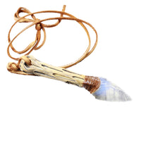 Cholla Cactus Wood Handle Opalite Blade Knife Necklace  #5152 Mountain Man Necklace