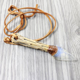 Cholla Cactus Wood Handle Opalite Blade Knife Necklace  #5152 Mountain Man Necklace