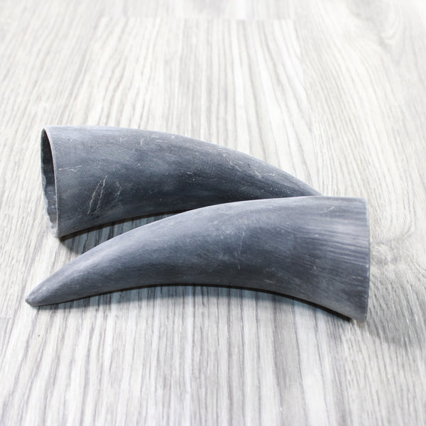 2 Small Raw Unfinished Cow Horns #3152 Natural Colored