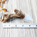 Grapevine Wood Handle Opalite Blade Knife Necklace  #5352 Mountain Man Necklace