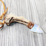 Grapevine Wood Handle Opalite Blade Knife Necklace  #5452 Mountain Man Necklace (Copy)