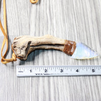 Grapevine Wood Handle Opalite Blade Knife Necklace  #5452 Mountain Man Necklace (Copy)