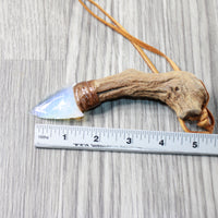 Grapevine Wood Handle Opalite Blade Knife Necklace  #5452 Mountain Man Necklace (Copy)