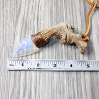 Grapevine Wood Handle Opalite Blade Knife Necklace  #5552 Mountain Man Necklace