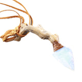 Grapevine Wood Handle Opalite Blade Knife Necklace  #5652 Mountain Man Necklace