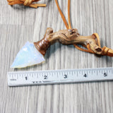 Grapevine Wood Handle Opalite Blade Knife Necklace  #5652 Mountain Man Necklace