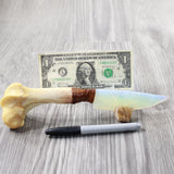 Deer Bone Handle Opalite Blade Ornamental Knife #4352 Mountain Man Knife