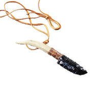 Antler Handle Obsidian Blade Knife Necklace  #5352 Mountain Man Necklace