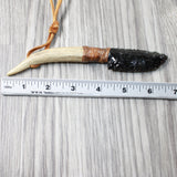 Antler Handle Obsidian Blade Knife Necklace  #5352 Mountain Man Necklace