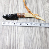 Antler Handle Obsidian Blade Knife Necklace  #5352 Mountain Man Necklace