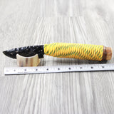 Poplar Wood Paracord Wrapped Handle Obsidian Blade Ornamental Knife #2452 Mountain Man Knife