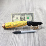 Poplar Wood Paracord Wrapped Handle Obsidian Blade Ornamental Knife #2452 Mountain Man Knife