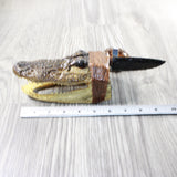 Alligator Head Handle Obsidian Blade Ornamental Knife #2852 Mountain Man Knife