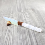 Selenite Spiral Handle Opalite Blade Ornamental Knife #3052 Mountain Man Knife