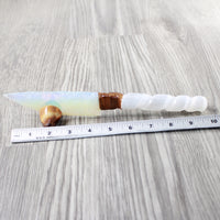 Selenite Spiral Handle Opalite Blade Ornamental Knife #3052 Mountain Man Knife