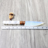 Selenite Spiral Handle Opalite Blade Ornamental Knife #3052 Mountain Man Knife