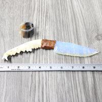 Coyote Jaw Handle Opalite Blade Ornamental Knife #1252 Mountain Man Knife