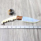 Coyote Jaw Handle Opalite Blade Ornamental Knife #1252 Mountain Man Knife