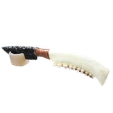 Deer Jaw Handle Obsidian Blade Ornamental Knife #1252 Mountain Man Knife