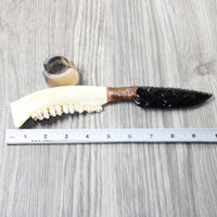 Deer Jaw Handle Obsidian Blade Ornamental Knife #1252 Mountain Man Knife