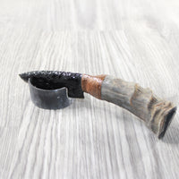 Impala Horn Handle Obsidian Blade Ornamental Knife #9252 Mountain Man Knife