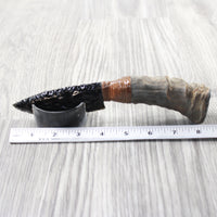 Impala Horn Handle Obsidian Blade Ornamental Knife #9252 Mountain Man Knife