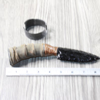 Impala Horn Handle Obsidian Blade Ornamental Knife #9252 Mountain Man Knife