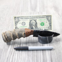 Impala Horn Handle Obsidian Blade Ornamental Knife #9252 Mountain Man Knife